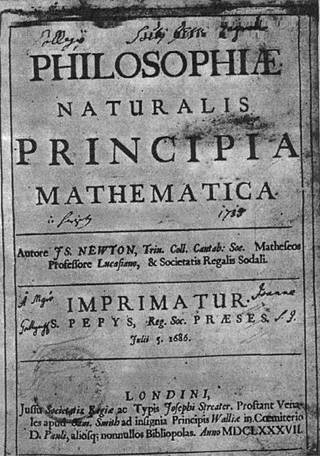 Naslovna stranica Newtonovih Principa iz godine 1687.