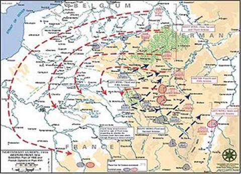 Mapa nemackog i francuskog plana napada
